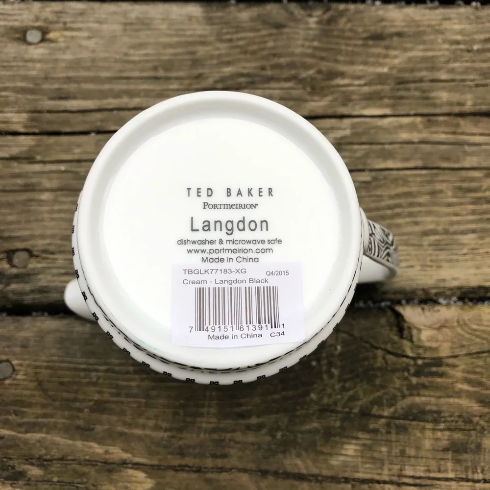 Ted Baker Langdon Black Portmeirion Creamer -In Box